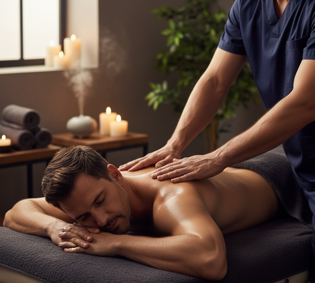 hombre haciendose masaje