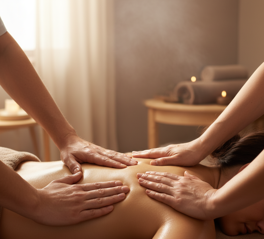 mujer haciendose masaje