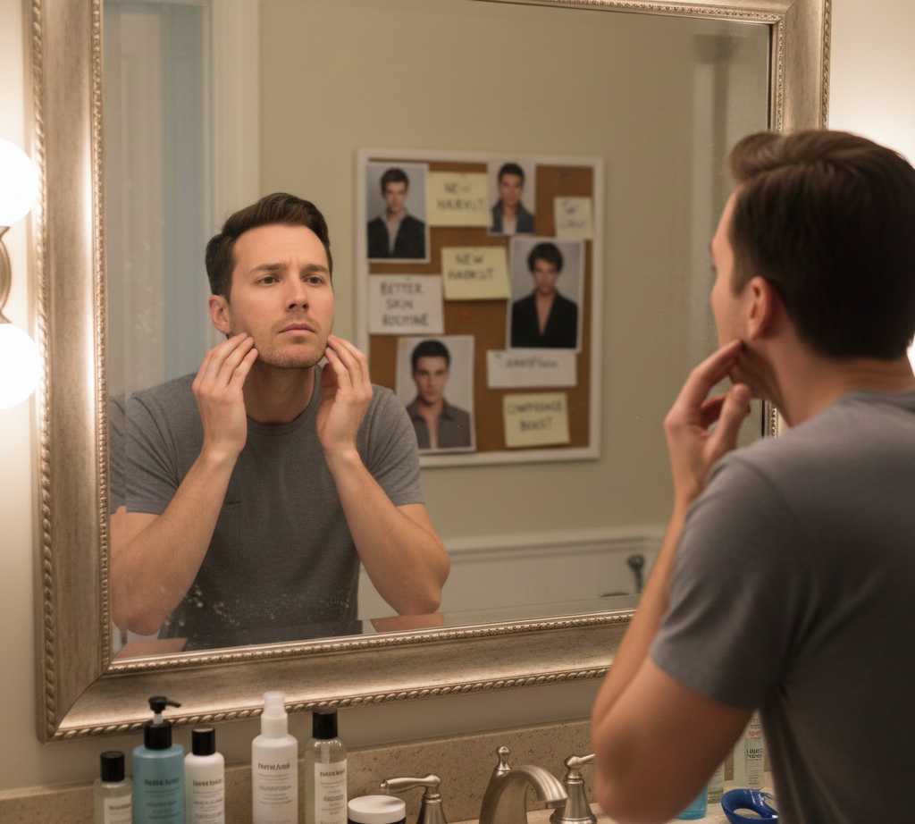 hombre viendose en un espejo